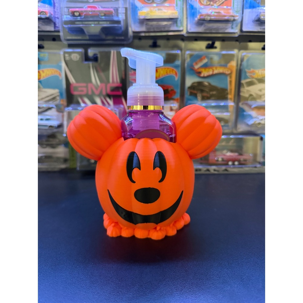Mickey Mouse Jack-o-Lantern Soap Dispenser Holder Halloween Pumpkin Decor Orange